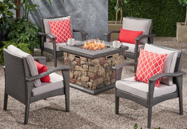 Patio Chat Sets with Fire Pit-Leiyani Chat Set with fire pit