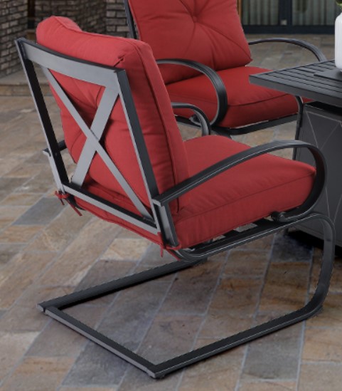 Patio Seating Sets with Fire Pit - MF Studio motion chair with red cushions