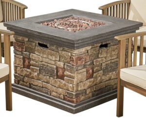 Tucson fire pit with stacked stone finish
