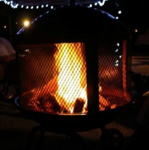 LIving Accents fire pit night burning (customer photo)