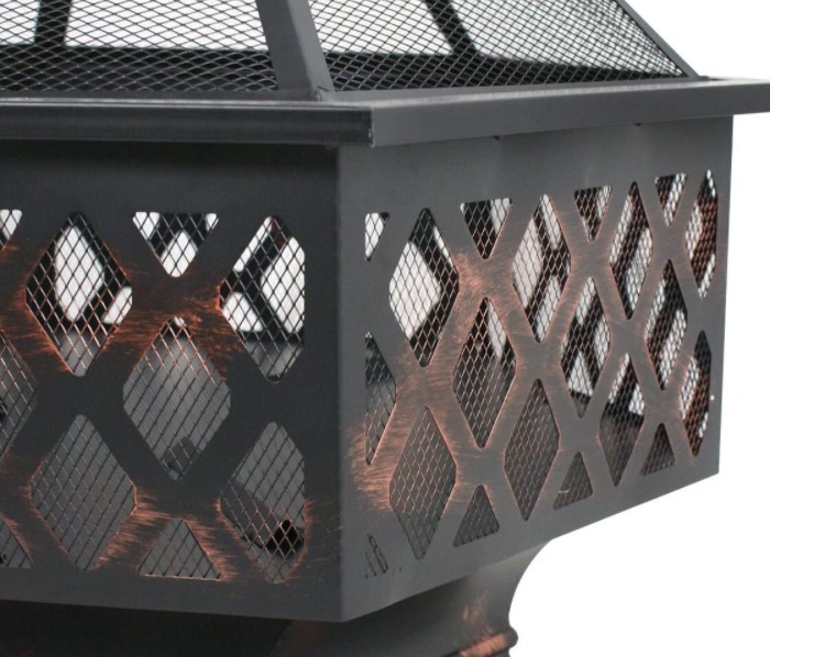 Zeny hex fire pit lattice design of fire bowl