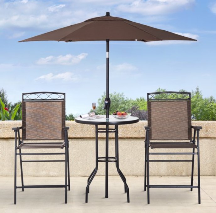 Htovila pub height bistro set with umbrella