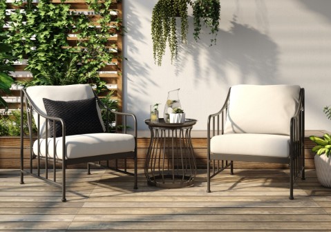 Better Homes & Gardens Aubrey Conversation Set with cream cushions