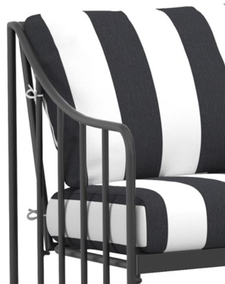Better Homes & Gardens Aubrey chair details with striped cushions