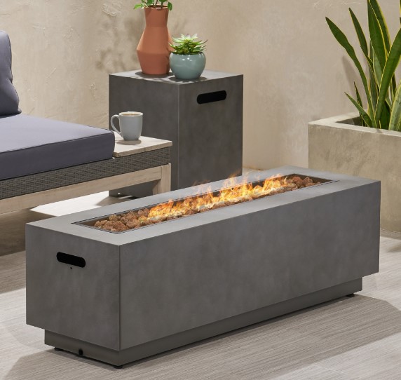Reign Outdoor Rectangular Fire Pit with Tank Holder, Concrete