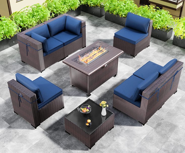 Gotland 8 piece set with fire pit