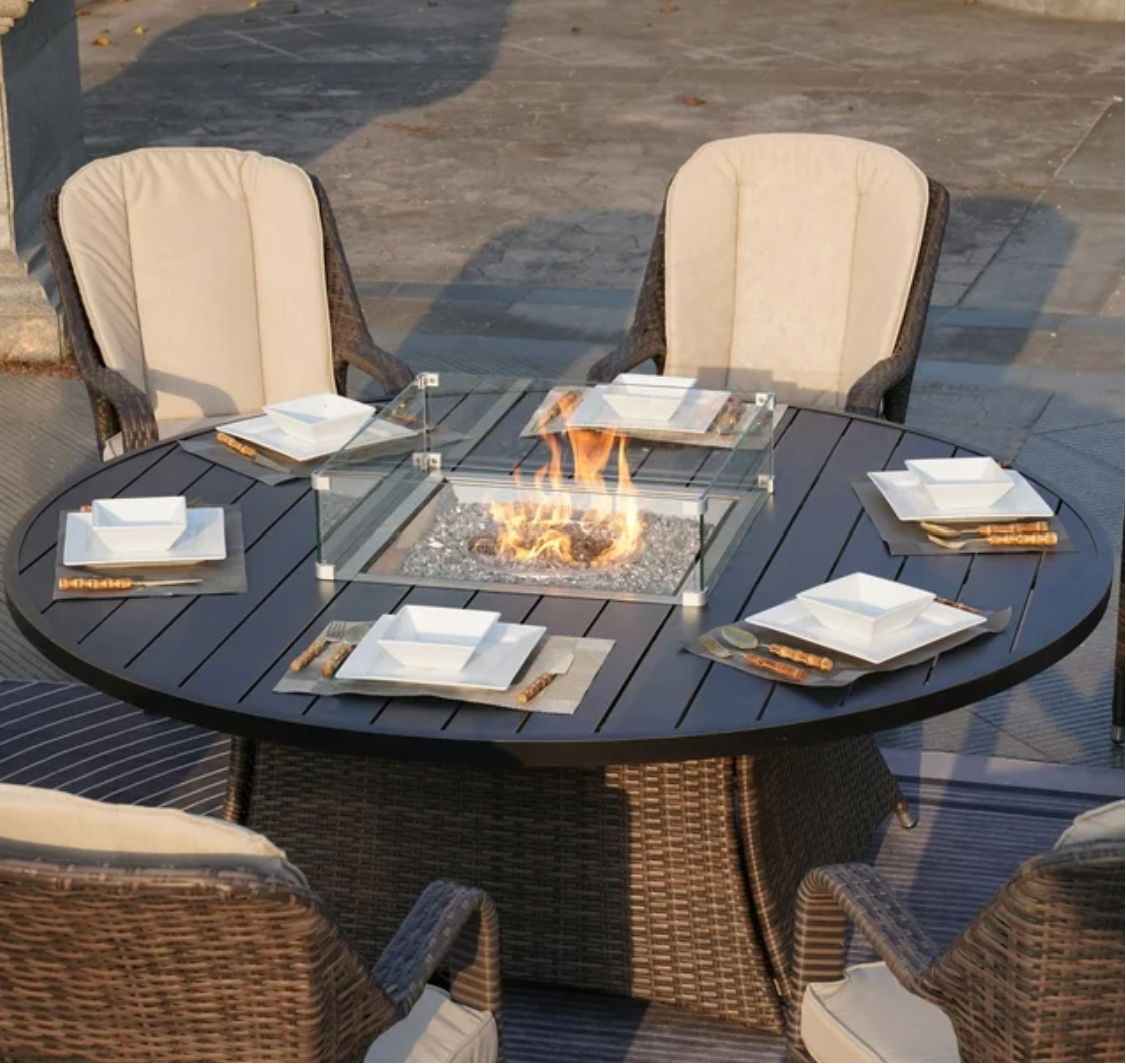 Fire pit dining table