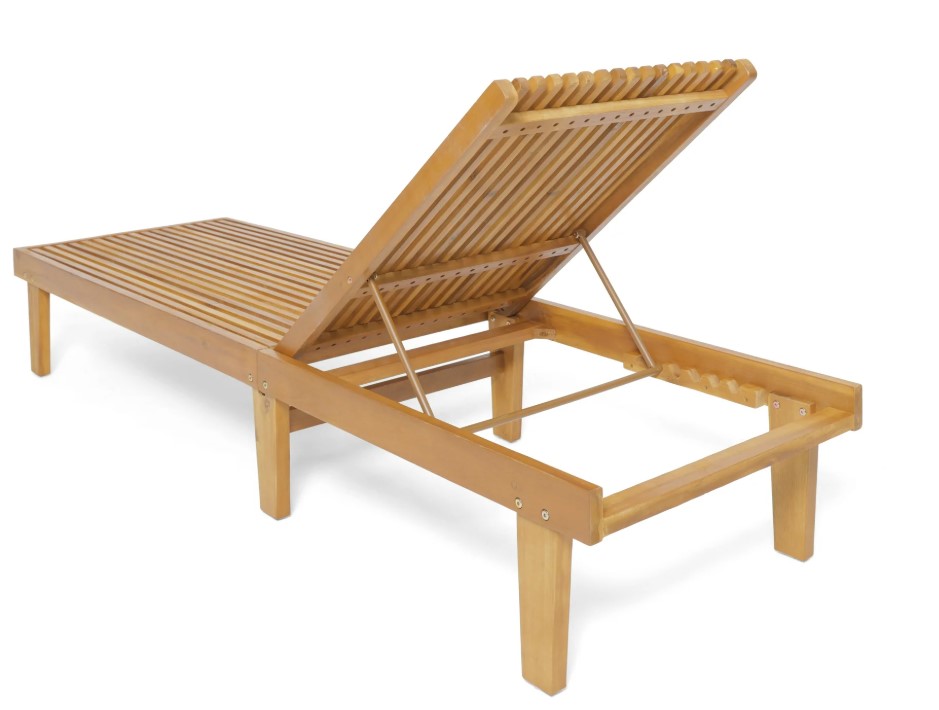 Nadine wooden chaise lounger back adjustment details