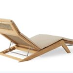 Roos teak wood chaise lounge