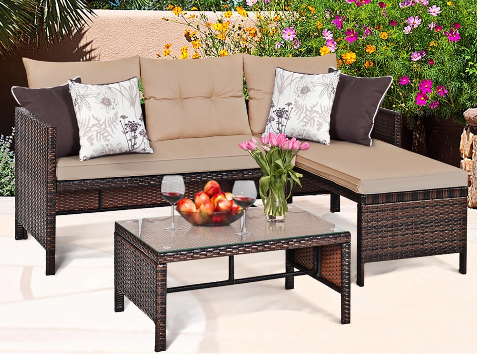 Costway 3-piece sofa set with coffee table