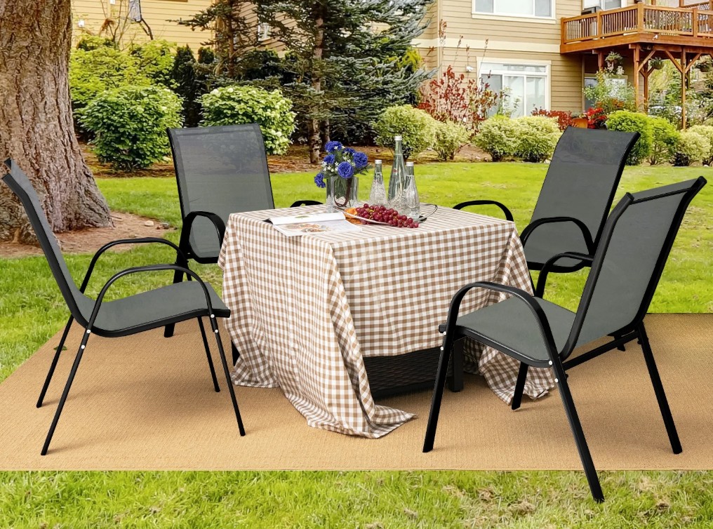 Costway stackable chairs with sling seating set of 4