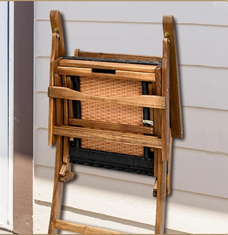 Costway wooden lounge chair folded for wall storage