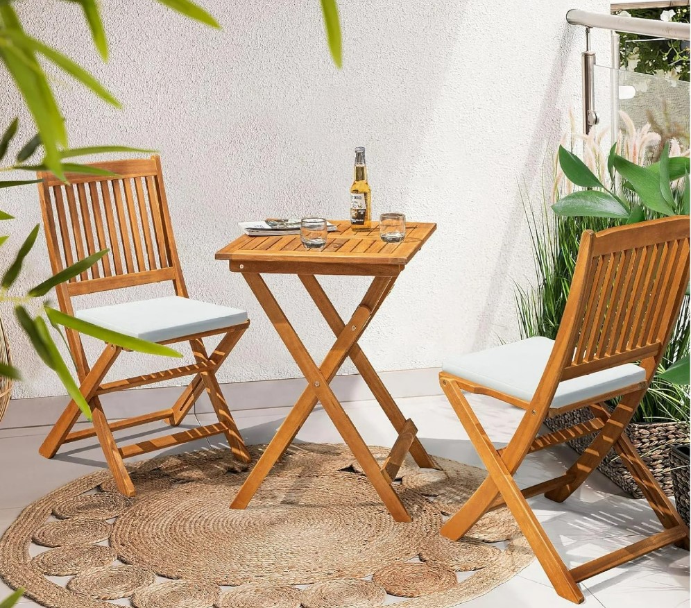 Exlonjet Acacia wood folding bistor set