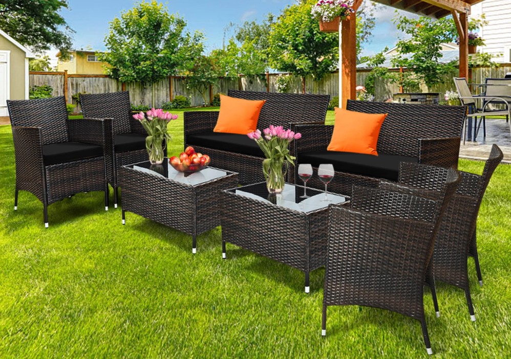 Gymax 8 piece wicker conversation set