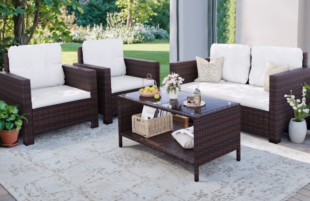 Lacoo 4 piece wicker conversation set