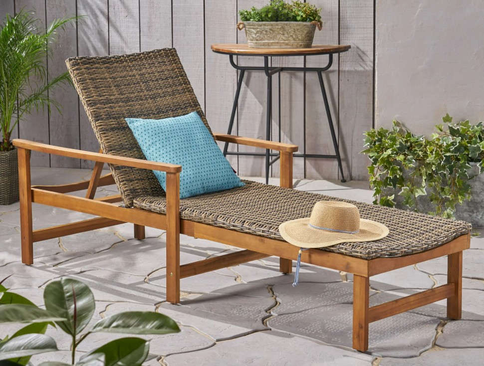 Noble House Camdyn wood wicker lounge chair