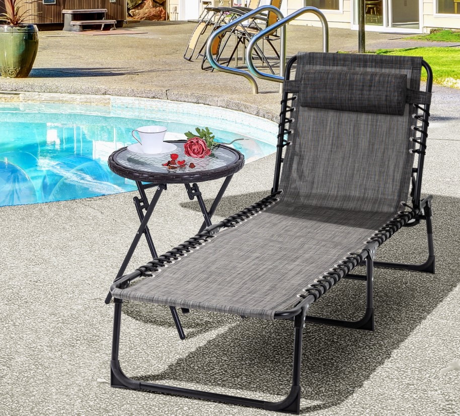 Outsunny reclining foldable chaise lounge chair