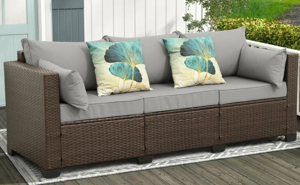 Waroom wicker 3-seat patio sofa