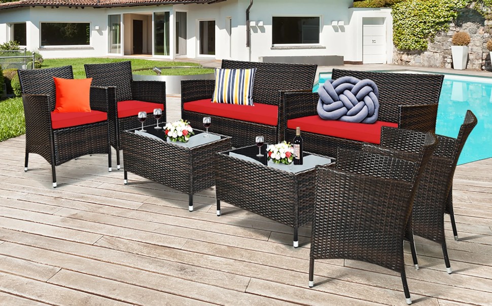 Costway 8 pice wicker patio furniture