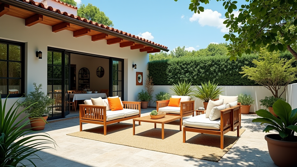 Space-saving outdoor furniture layout