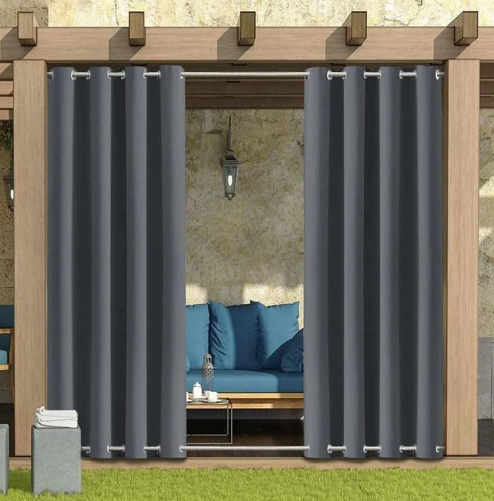 Outdoor curains with bottom and top rings