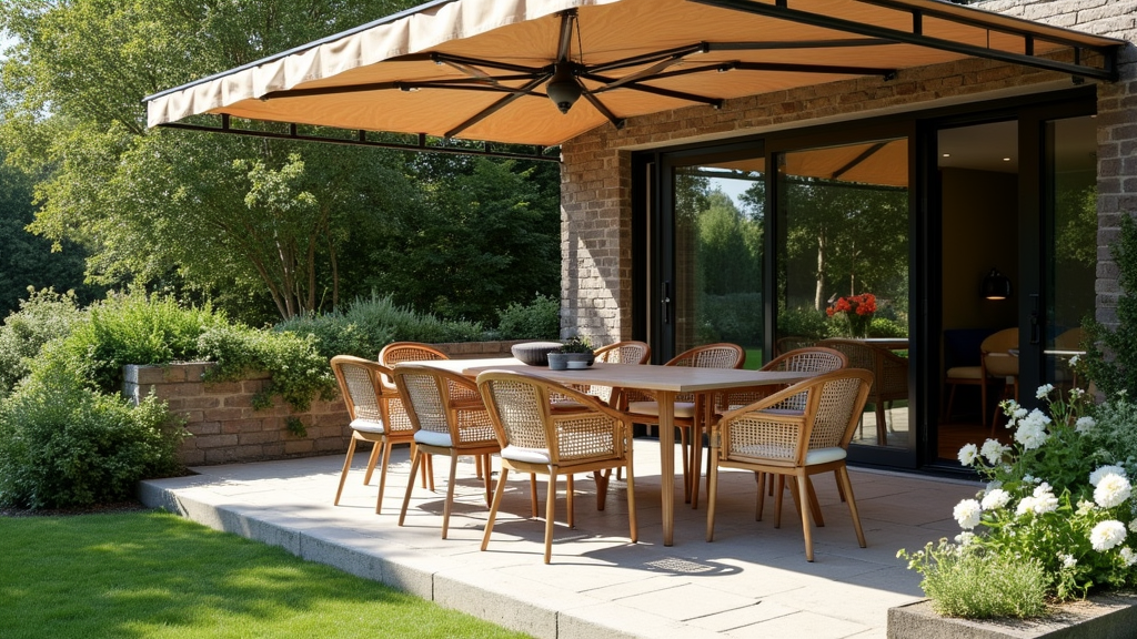 Patio bistro set protected with a cover