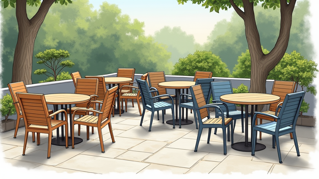 Patio bistro sets displayed outdoors