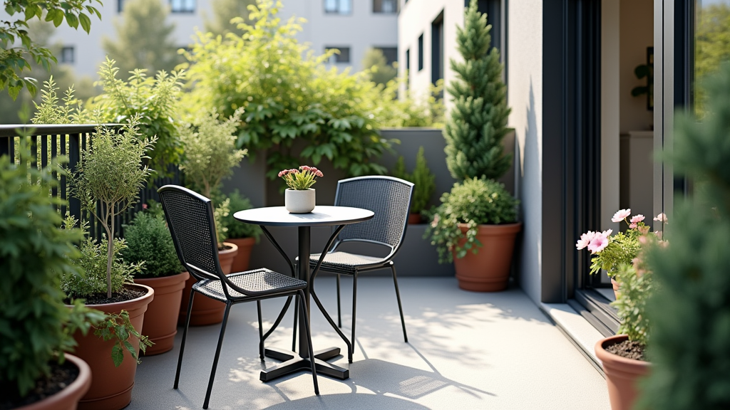Space-saving bistro set on a small patio