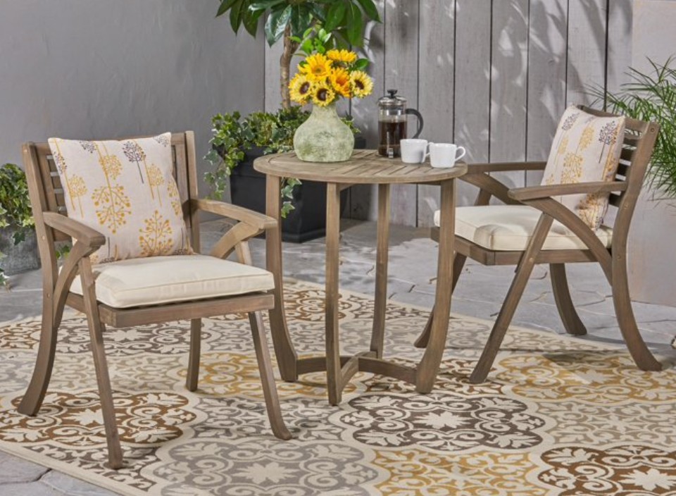 Christopher Knight Home Casa Acacia wood aged bistro set