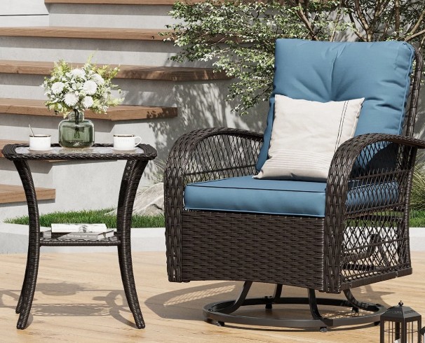 Elposun wicker details of table and chair