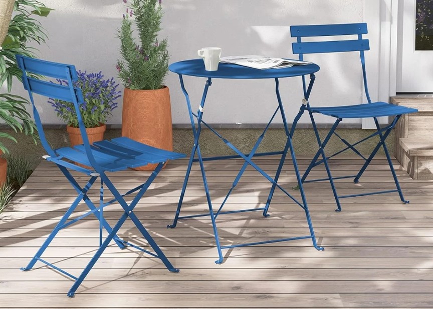 Grand Patio folding bistro set in blue