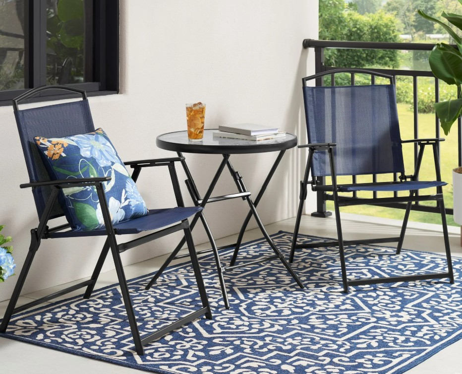 Mainstays Albany Lane bistro set with teal fabric