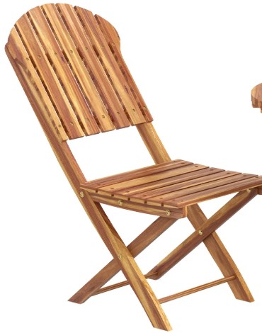 Outsunny Acacia wood folding bistro set chair details
