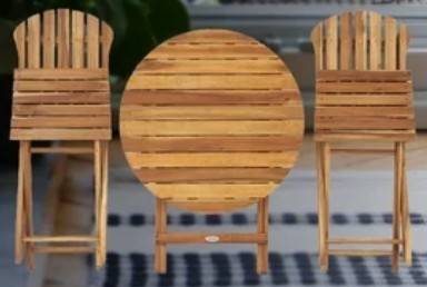 Outsunny Acacia wood folding bistro set ready for storing