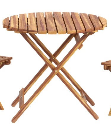 Outsunny Acacia wood folding bistro set table details