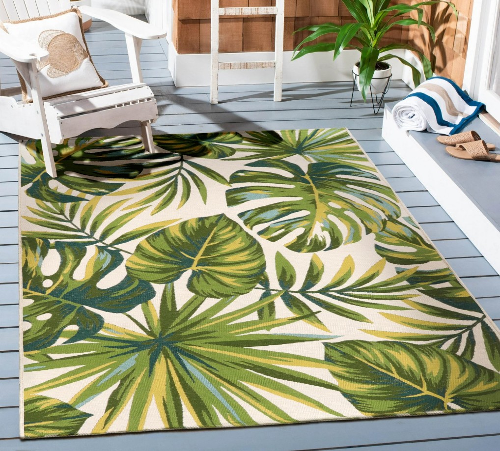 Better Homes and Gardens gree Palm Leaf outdoor rug