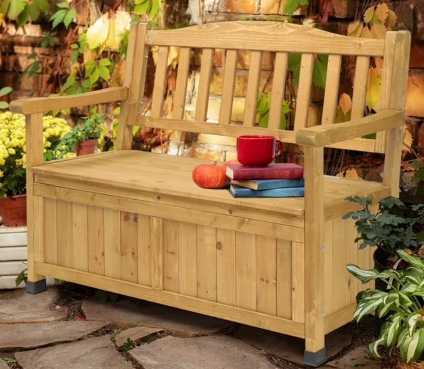 OverPatio Cedar wood storage bench