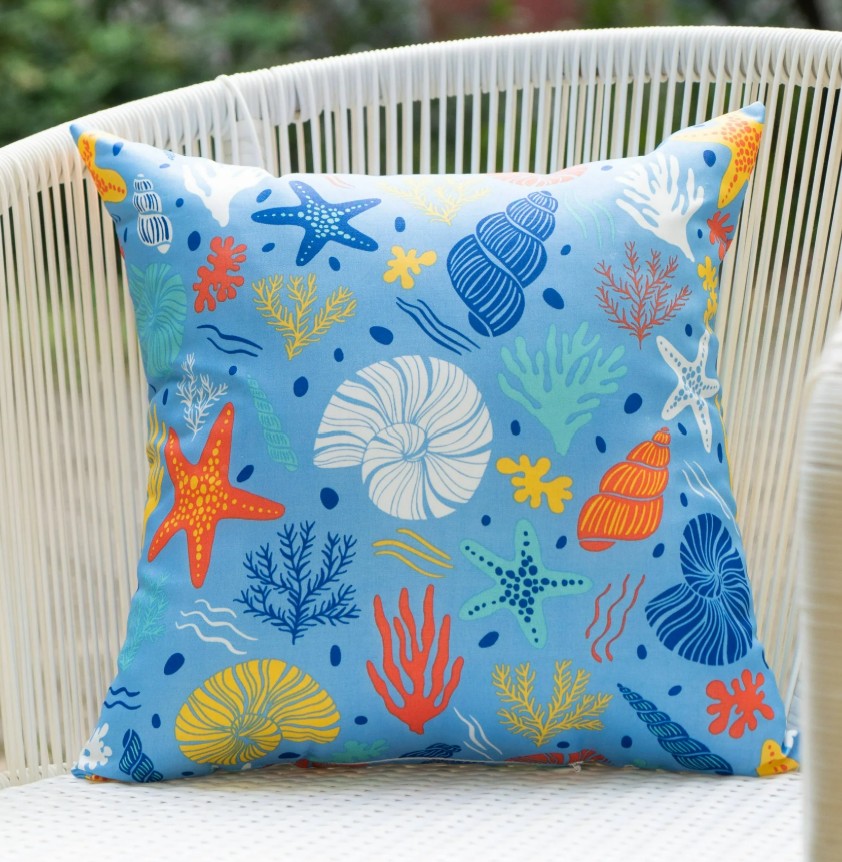 Square beach themed throw pillow